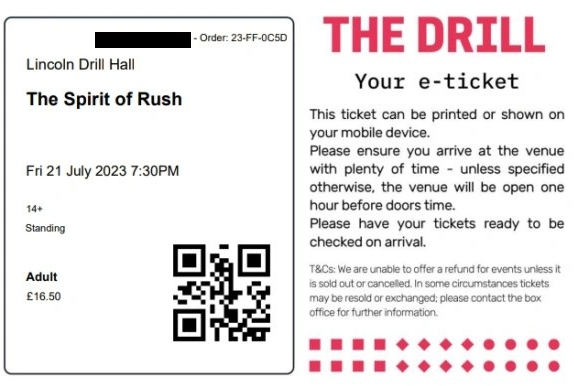 2022 The Spirit of Rush ticket
