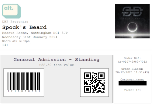 2024 Spocks Beard ticket